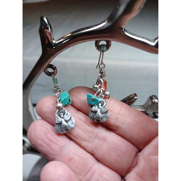 Angel Sterling  Silver Blue  Beaded Earrings - Picture 2 of 8